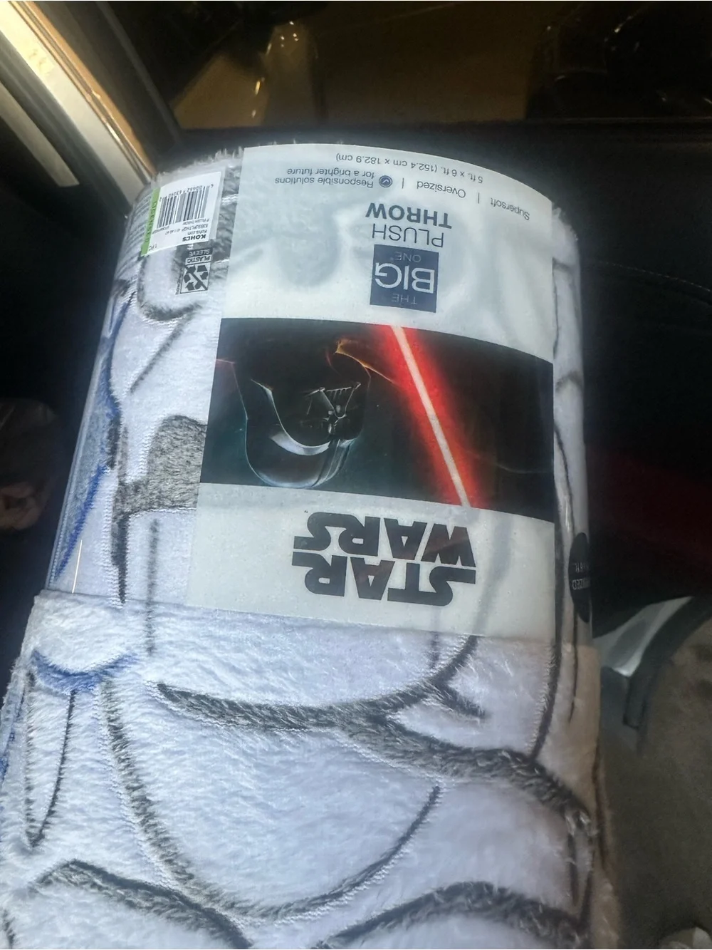 Star Wars Plush Throw in White and Blue Accents